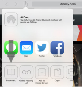 Add Bookmark Safari iOS 7