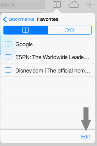 Remove Bookmark Safari iOS 7