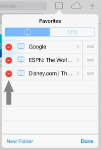 Remove Bookmark Safari iOS 7