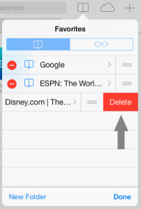 Remove Bookmark Safari iOS 7